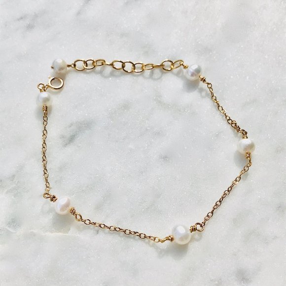 14K gold-filled and freshwater pearl bracelet - Picture 1 of 2